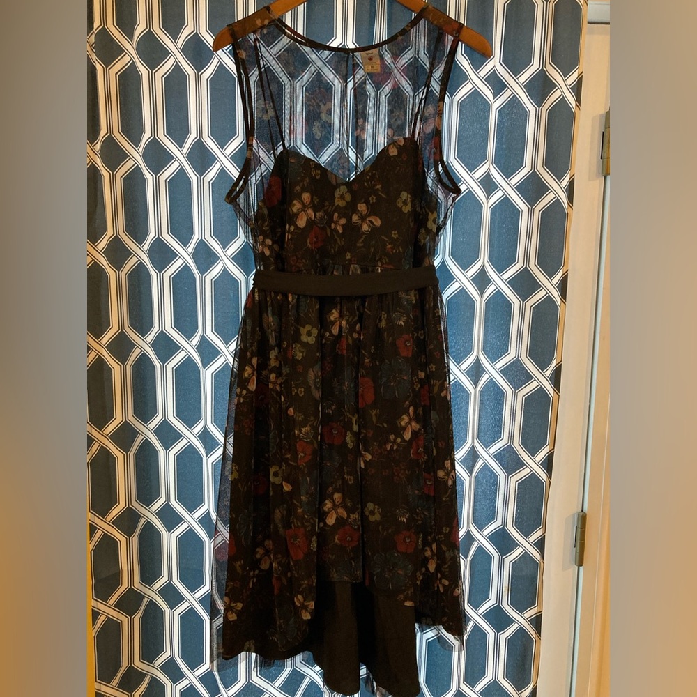 Disney X Lauren Conrad Snow White Black Floral Tulle Fit & Flare Dress Size 16
